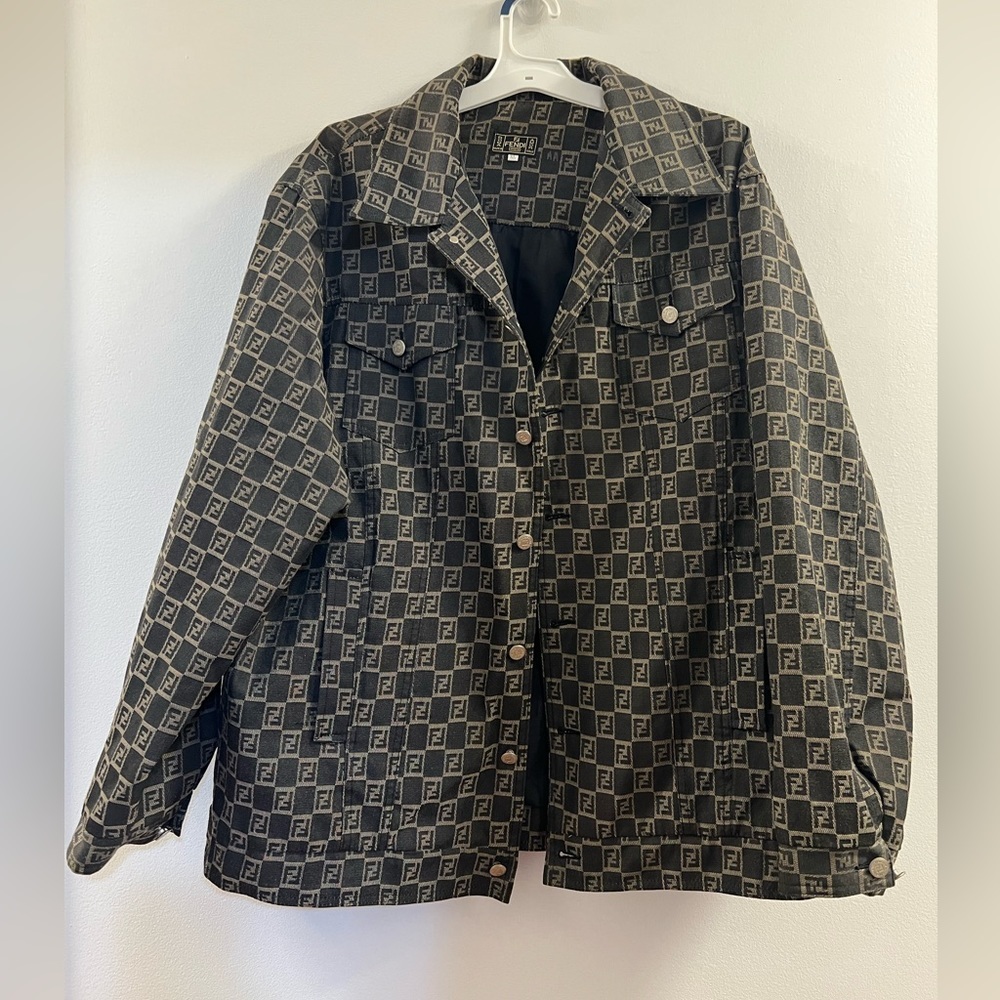 Fendi Black and Gray Trench Coat